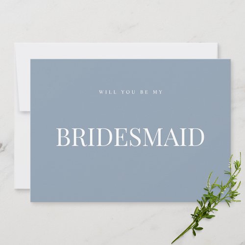 Elegant Dusty Blue Bridesmaid Proposal Card