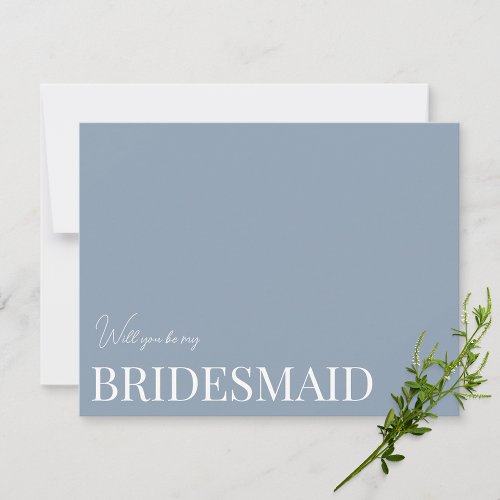 Elegant Dusty Blue Bridesmaid Proposal Card