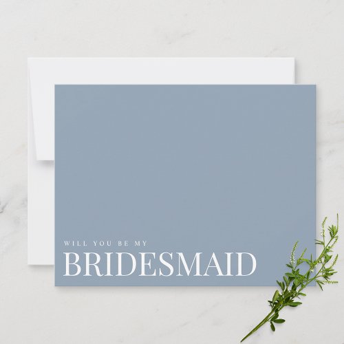 Elegant Dusty Blue Bridesmaid Proposal Card