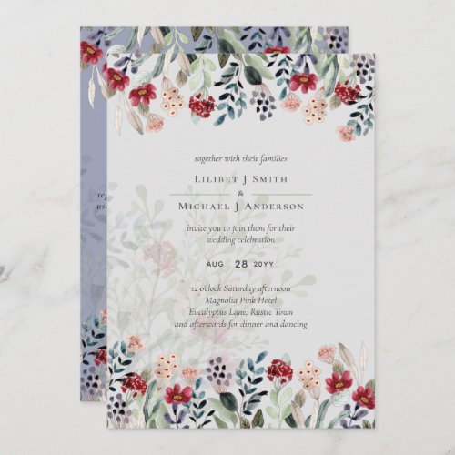 Elegant Dusty Blue Burgundy Floral Wedding