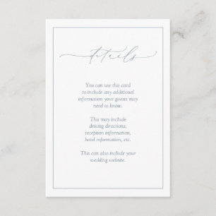 Elegant Dusty Blue Calligraphy Wedding Details Enclosure Card