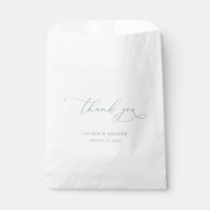 Elegant Dusty Blue Calligraphy Wedding Favor Bag