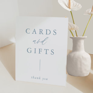 Elegant Dusty Blue Cards and Gifts Pedestal Sign
