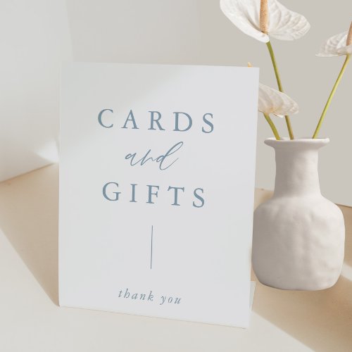 Elegant Dusty Blue Cards and Gifts  Pedestal Sign
