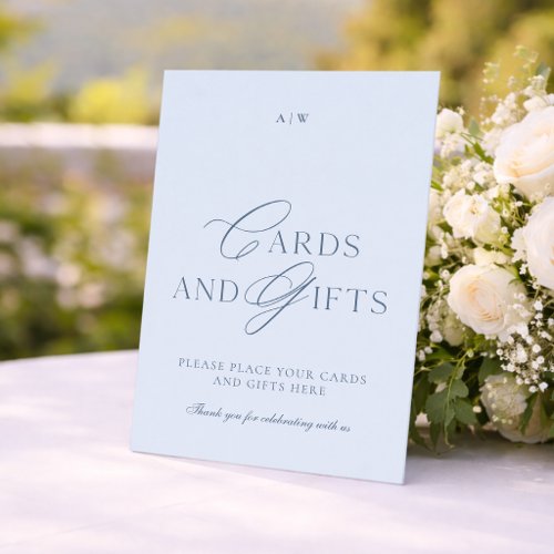 Elegant Dusty Blue Cards and Gifts Wedding Sign