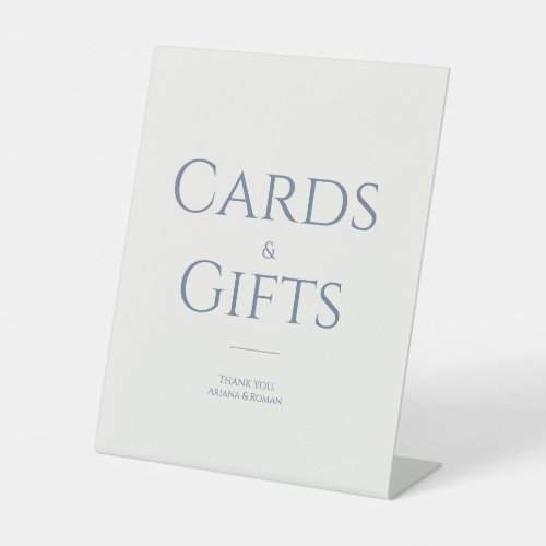 Elegant Dusty Blue Cards & Gifts Minimalist Pedestal Sign
