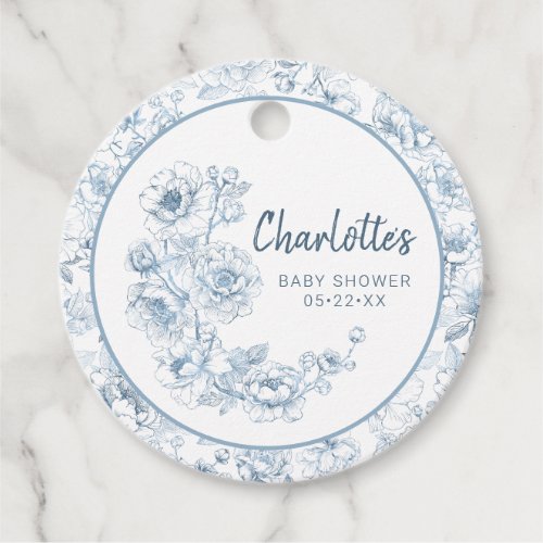 Elegant Dusty Blue Chinoiserie Baby Shower Favor Tags