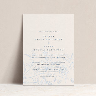 Elegant Dusty Blue Chinoiserie Floral Wedding Invitation