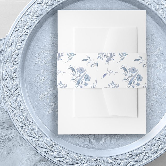 Elegant Dusty Blue Chinoiserie Invitation Belly Band (Creator Uploaded)