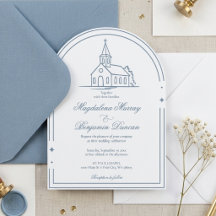 Elegant Dusty Blue Christian Chapel Church Wedding