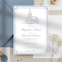 Elegant Dusty Blue Christian Chapel Church Wedding