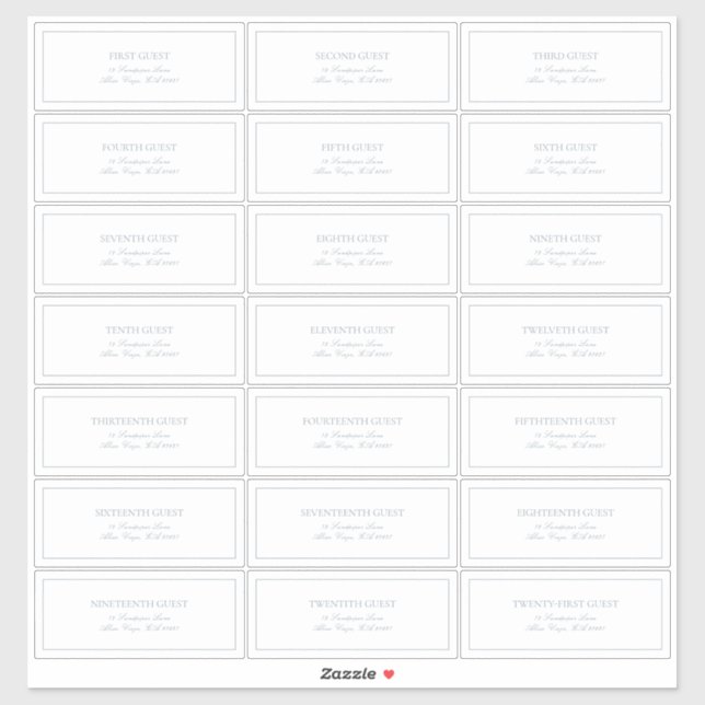 Elegant Dusty Blue Classic Script Guest Address Sticker (Sheet)