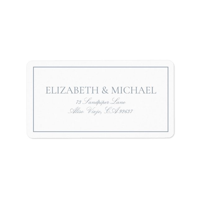 Elegant Dusty Blue Classic Script Label (Front)