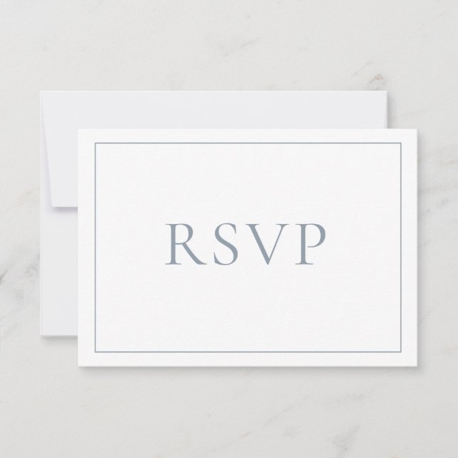 Elegant Dusty Blue Classic Script RSVP (Front)