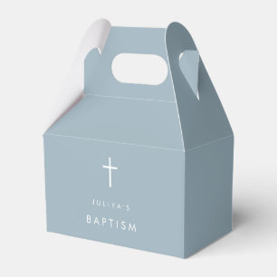 Elegant Dusty blue cross Baptism Favor Boxes