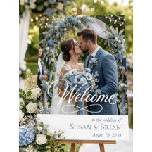 Elegant Dusty Blue Custom Photo Wedding Welcome 