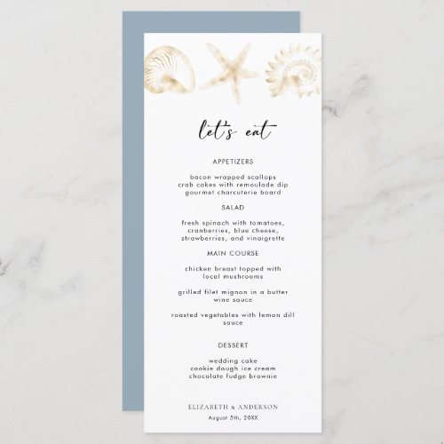 Elegant Dusty Blue Destination Wedding  Menu