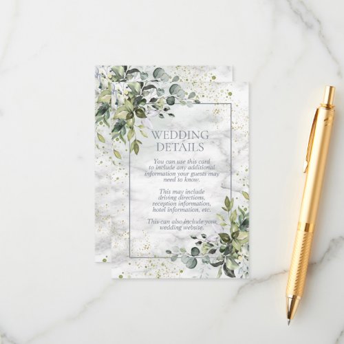 Elegant Dusty Blue Eucalyptus Greenery Marble Enclosure Card