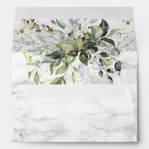 Elegant Dusty Blue Eucalyptus Greenery Marble Envelope