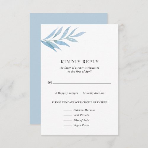 Elegant Dusty Blue Eucalyptus Modern Wedding RSVP Card