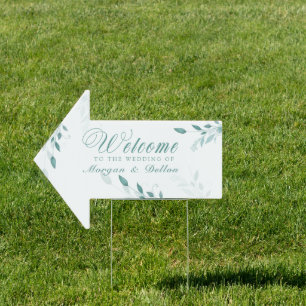 Elegant Dusty Blue Eucalyptus Teal Floral Wedding  Sign