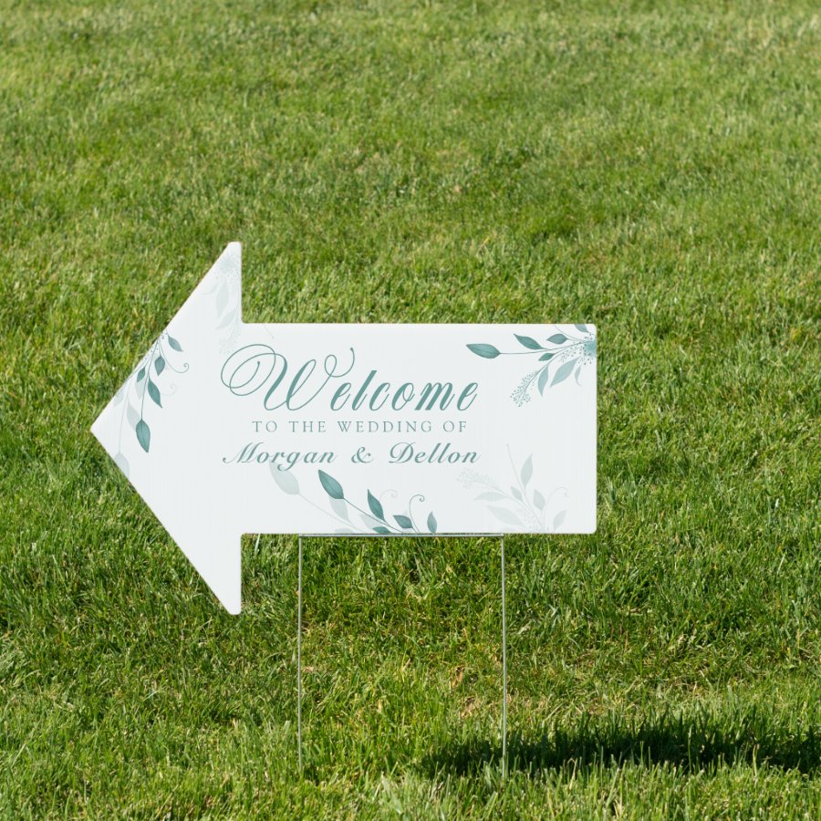 Elegant Dusty Blue Eucalyptus Teal Floral Wedding  Sign