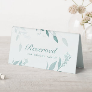 Elegant Dusty Blue Eucalyptus Teal Floral Wedding Table Tent