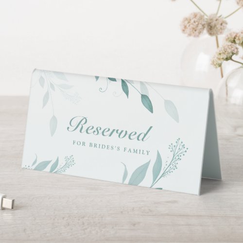 Elegant Dusty Blue Eucalyptus Teal Floral Wedding Table Tent