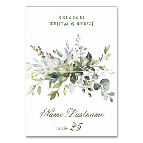 Elegant Dusty Blue Eucalyptus Wedding Escort Card