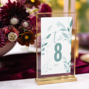 Elegant Dusty Blue Eucalyptus Wedding Table Number