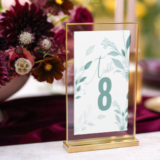 Elegant Dusty Blue Eucalyptus Wedding Table Number