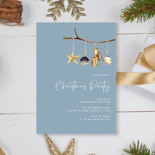 Elegant Dusty Blue Family Christmas Party Invitation