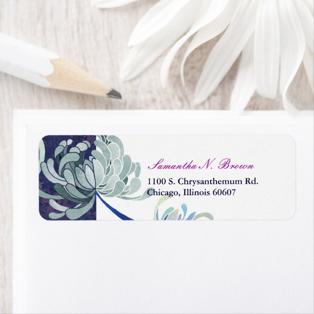 Elegant Dusty Blue Floral Address Label (Insitu)