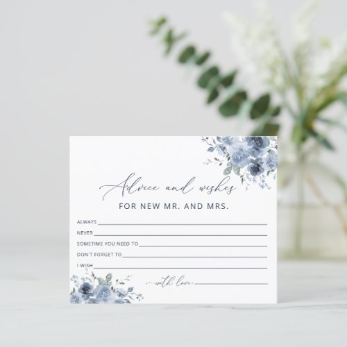 Elegant Dusty Blue Floral Advice and Wishes Cards