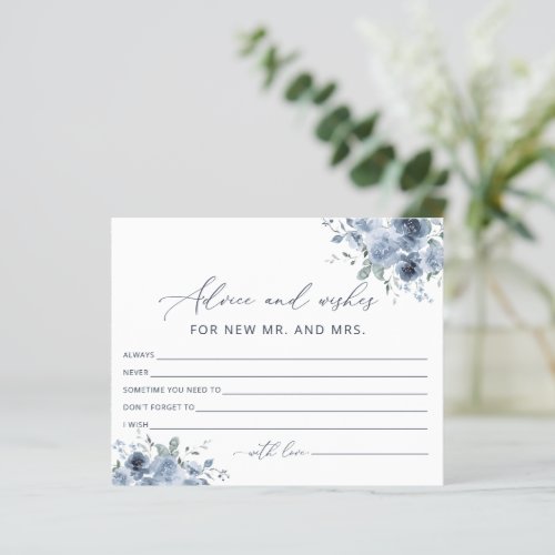 Elegant Dusty Blue Floral Advice and Wishes Cards