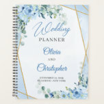 Elegant Dusty Blue Floral and Gold frame wedding Planner<br><div class="desc">Boho watercolor dusty blue flowers paired with sage eucalyptus greenery and a gold glitter frame create a stunning and trendy aesthetic for a wedding planner. This combination of elements brings a whimsical and elegant touch to the overall design, perfect for a bohemian-inspired wedding theme. The soft blue hues, earthy greens,...</div>