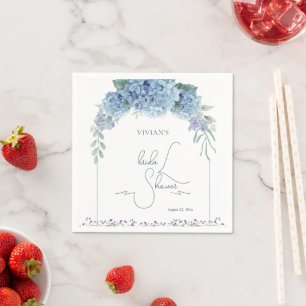 Elegant Dusty Blue Floral Bouquet Bridal Shower Napkins