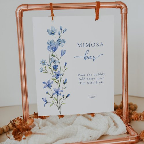 Elegant Dusty Blue Floral Bridal Mimosa Bar Sign