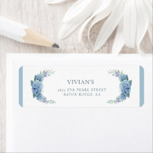 Elegant Dusty Blue Floral Bridal Shower Address Label