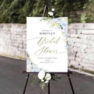 Elegant Dusty Blue Floral Bridal Shower Foam Board
