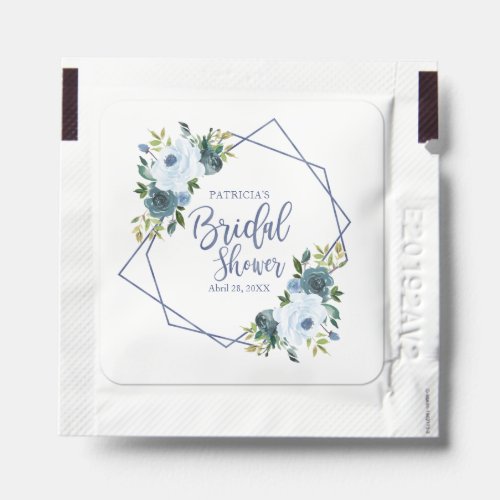 Elegant Dusty Blue Floral Bridal Shower Hand Sanitizer Packet