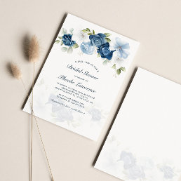 Elegant Dusty Blue Floral Bridal Shower Invitation