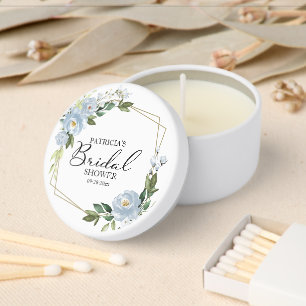 Elegant Dusty Blue Floral Bridal Shower Mini Candle Favors