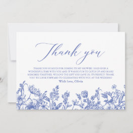 Elegant Dusty Blue Floral Bridal Shower Thank You Card