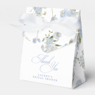 Elegant Dusty Blue Floral Bridal Shower Thank You Favor Boxes