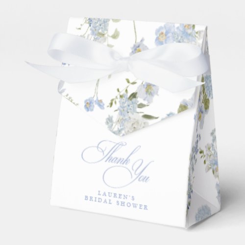 Elegant Dusty Blue Floral Bridal Shower Thank You Favor Boxes