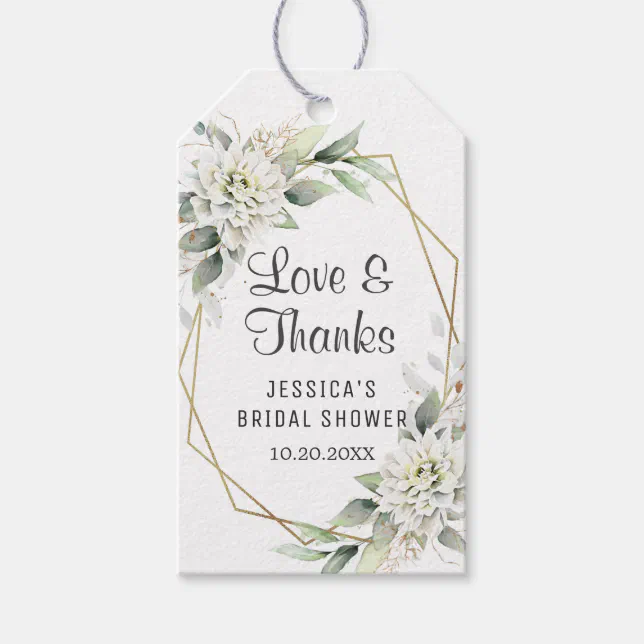 Elegant Dusty Blue Floral Bridal Shower Thank You Gift Tags | Zazzle