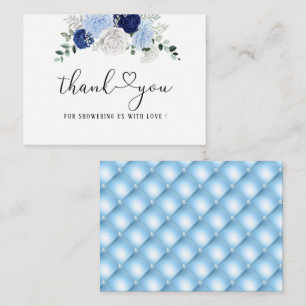 Elegant Dusty Blue Floral bridal shower thank you Note Card