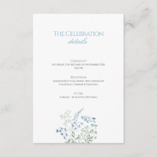Elegant Dusty blue Floral Calligraphy Wedding Enclosure Card