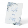 Elegant Dusty Blue Floral Cards and Gifts Table Pedestal Sign